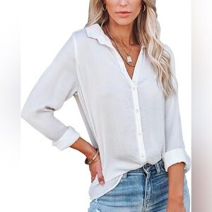 White button down top